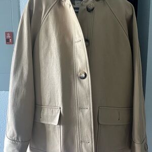 Sezane Beige Button-Up Trench Coat